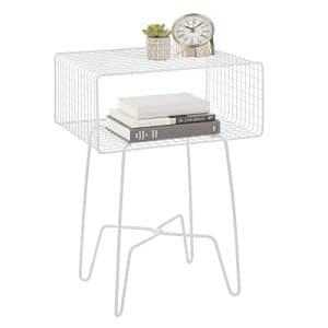mDesign Modern Industrial Side Table with Storage Shelf, 2-Tier Metal Minimal End Table, Metallic for $45
