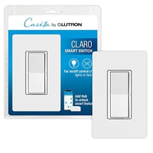 Lutron Claro Smart Switch with Wallplate for Casta Smart Lighting, for On/Off Control of Lights or for $56