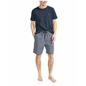 Nautica Men's Soft Woven 100% Cotton Elastic Waistband Sleep Pajama Shorts, J Navy, Large for $19