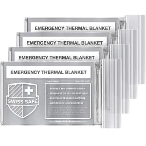 Swiss Safe Emergency Mylar Thermal Blanket 4-Pack + Bonus for $6