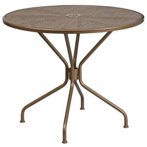 Flash Furniture Commercial Grade 35.25" Round Gold Indoor-Outdoor Steel Patio Table for $107
