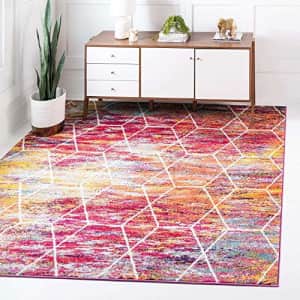Unique Loom Trellis Frieze Collection Area Rug - Geometric (6' Square, Multi/ Ivory) for $72