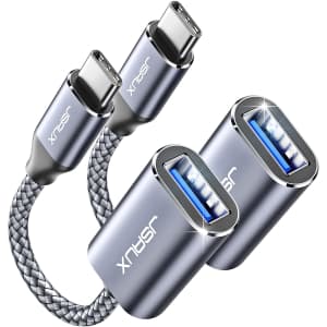 Jsaux 6" USB 3.0 Type-C to Type-A Braided Adapter 2-Pack for $7 Jsaux 6" USB 3.0 Type-C to Type-A Braided Adapter 2-Pack for $7