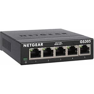 NETGEAR GS305 5-Port Gigabit Ethernet Network Switch, Hub, Internet Splitter, Desktop, Sturdy for $24