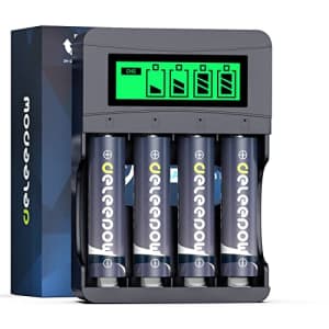 Deleepow Rechargeable AA Batteries 4-Pack w/ Charger for $16