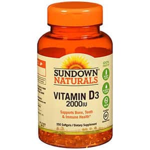Sundown Naturals Super Potency Vitamin D3, 2000 IU, Value Size, 300 Softgels for $15