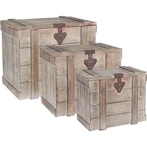 Household Essentials Antiqued Trunk 3-Piece Set for $163