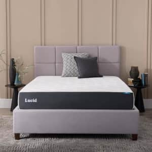 LUCID 10 Inch Memory Foam Mattress - Plush Feel - Infused with Bamboo Charcoal and Gel - Bed in a for $536