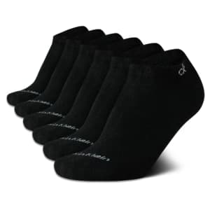 Calvin Klein Men's Socks - Lightweight No Show Ankle Socks (6 Pack), Size 7-12, Black Classic for $18