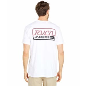 RVCA Men's Transmission Short Sleeve Crew Neck Shirt, White, S for $25