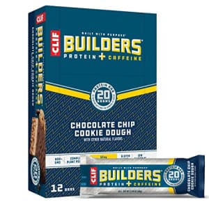 Clif Bar CLIF BUILDERS - Protein Bar - Chocolate Chip Cookie Dough + Caffeine - 20g Protein - Gluten Free for $24