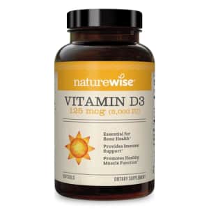 NatureWise Vitamin D3 5000iu (125 mcg) Healthy Muscle Function, and Immune Support, Non-GMO, Gluten for $19