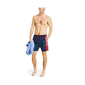 Nautica Men's Standard Sustainably Crafted 8" Swim Short, Navy, Large for $36