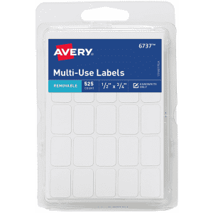 Avery .5" x .75" Removable Labels 525-Pack for $2