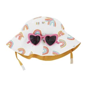 Mud Pie Baby Girl Hat & Sunglasses Set, Rainbow, 6-18 Month for $28