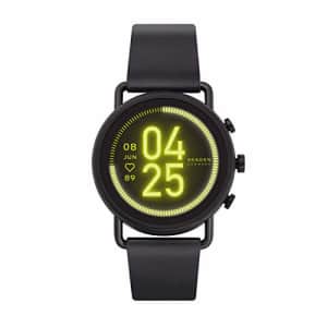 Skagen Connected Falster 3 Gen 5 Stainless Steel and Leather Touchscreen Smartwatch, Color: Black for $236