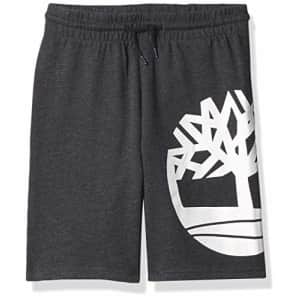 Timberland Boys' Drawstring Logo Knit Shorts, Black Heather, Small (8) for $16