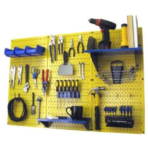 Pegboard Organizer Wall Control 4 ft. Metal Pegboard Standard Tool Storage Kit with Yellow for $160