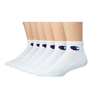Champion Men's Double Dry Moisture Wicking Ankle Socks 6, 8, 12 Packs Availabe, White-6 Pack, 12-14 for $25