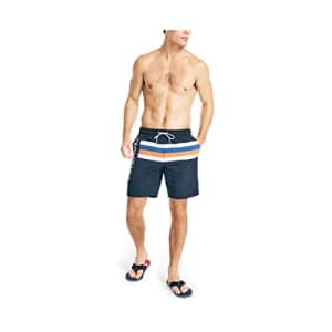 Nautica Men's Standard 8" Striped Colorblock Quick-Dry Swim, Navy, XL for $43