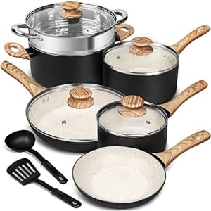 MICHELANGELO Pots and Pans Set Nonstick, 12 Pcs Pot Sets for Cooking Nonstick with Bakelite Handle, for $88
