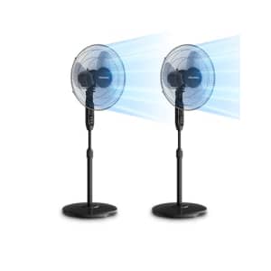 PELONIS 16 Oscillating Pedestal Standing Fan with Remote Control 2 Packs, 3 Speeds Settings 7H for $80