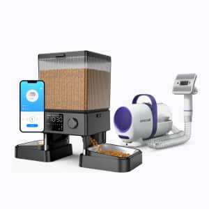 OneIsAll LM5 4-in-1 Pet Grooming Vacuum Kit + 5L Dual-Bowl Automatic Feeder Bundle for $120