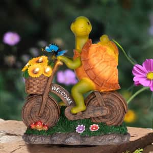 Solar Resin Turtle Garden Figurine for $17
