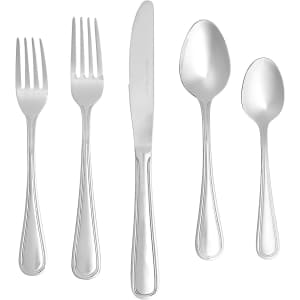 Amazon Basics 20-Piece Stainless Steel Crown Flatware Set for $17