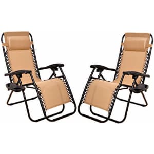 BalanceFrom Adjustable Zero Gravity Lounge Chair Recliners for Patio, Beige for $122