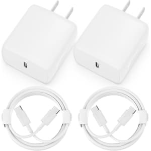 20W USB-C Fast Wall Charger Block 2-Pack w/ Cables for $6