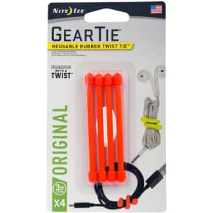 Nite Ize Original Gear Reusable Rubber Twist Tie 4-Pack for $4