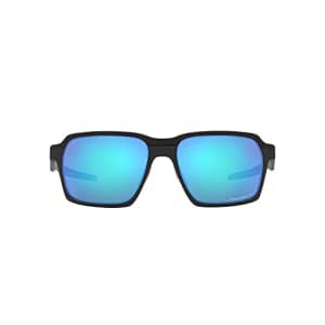 Oakley Men's OO4143 Parlay Rectangular Sunglasses, Steel/Prizm Sapphire Polarized, 58 mm for $219