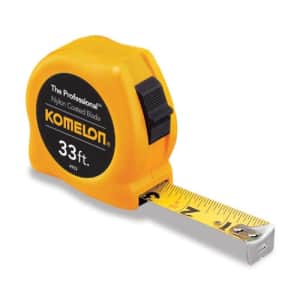 Komelon 4933 The Professional Nylon Coated Steel Blade Tape Measure 33-Foot by 1-Inch, Yellow Case for $18