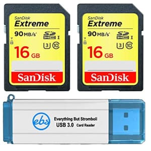 SanDisk Extreme 16 GB SD Card (2 Pack) Speed Class 10 UHS-1 U3 C10 4K HD16G SDHC Memory Cards for for $21