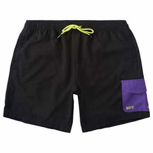 NEFF Men's Daily Hot Tub Board Shorts for Swimming, Black/Purple, X-Large for $43