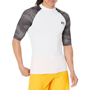 Quiksilver mens Aloha Time Short Sleeve Surf Tee Rashguard Rash Guard Shirt, White, Small US for $16