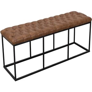 HomePop Faux Leather Button Tufted Decorative Bench for $99