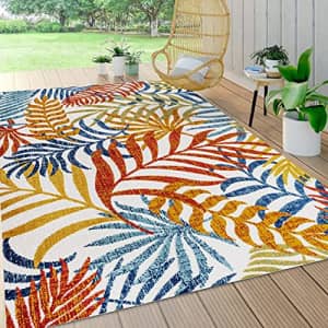 JONATHAN Y AMC100B-9 Tropics Palm Leaves Indoor Outdoor Area-Rug Bohemian Floral Easy-Cleaning High for $49