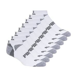 PUMA Men's 8 Pack Cool Cell No Show Socks, White/Grey, 10-13 for $25
