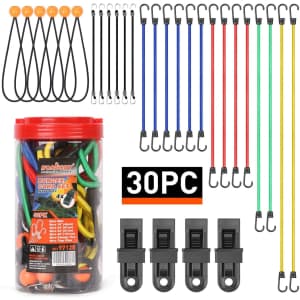 Horusdy 30-Pc. Premium Bungee Cord Assortment for $13 Horusdy 30-Pc. Premium Bungee Cord Assortment for $13