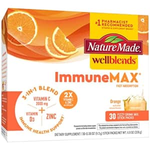 Nature Made Wellblends ImmuneMAX Fizzy Drink Mix, Vitamin C 2000mg with Zinc 20 mg, Vitamin D3 1000 for $19