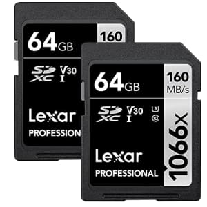 Lexar Silver Series Professional 1066x 64GB SDXC UHS-I Memory Card, 160MB/s Read, 70MB/s Write, for $18