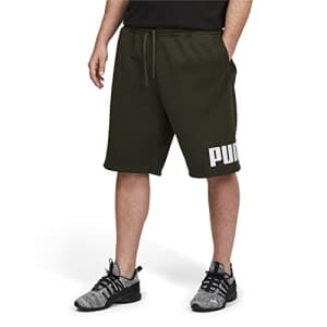 PUMA Men's Big & Tall Essentials Big Logo Fleece 10" Shorts, Forest Night, XX-Large for $30