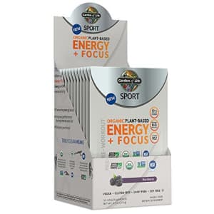 Garden of Life SPORT Organic Plant-Based Energy + Focus Pre Workout Powder Packets, Blackberry for $40