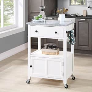 American Furniture Classics OS Home and Office Furniture Fairfax Model FRXG-11 White Kitchen Cart with Doors, Towel Rack, and for $150