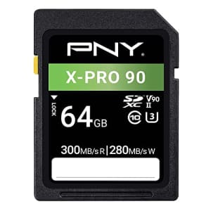 PNY 64GB X-PRO 90 Class 10 U3 V90 UHS-II SDXC Flash Memory Card - 300MB/s, Class 10, U3, V90, 8K for $49