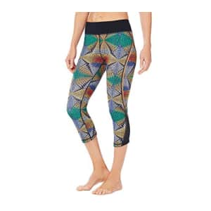 SHAPE activewear Women's Mesh Inset Crop Pant, Techno Tribal, X-Large for $13