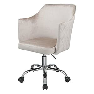 Acme Furniture Acme Cosgair Tufted Velvet Swivel Office Chair in Champagne and Chrome for $113