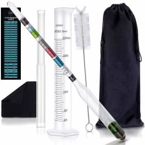 Chefast Triple-Scale Hydrometer and Test Jar Combo Kit for Wine and Beer for $18